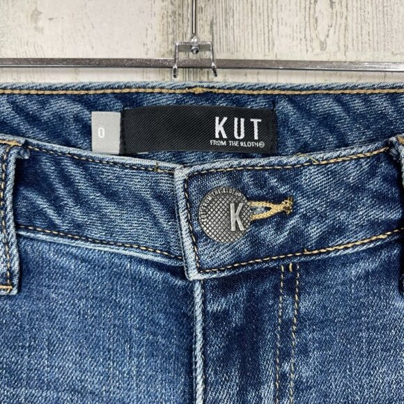 Kut From the Kloth Reese Ankle Straight Leg denim jean size 0 distressed raw hem - Picture 2 of 10